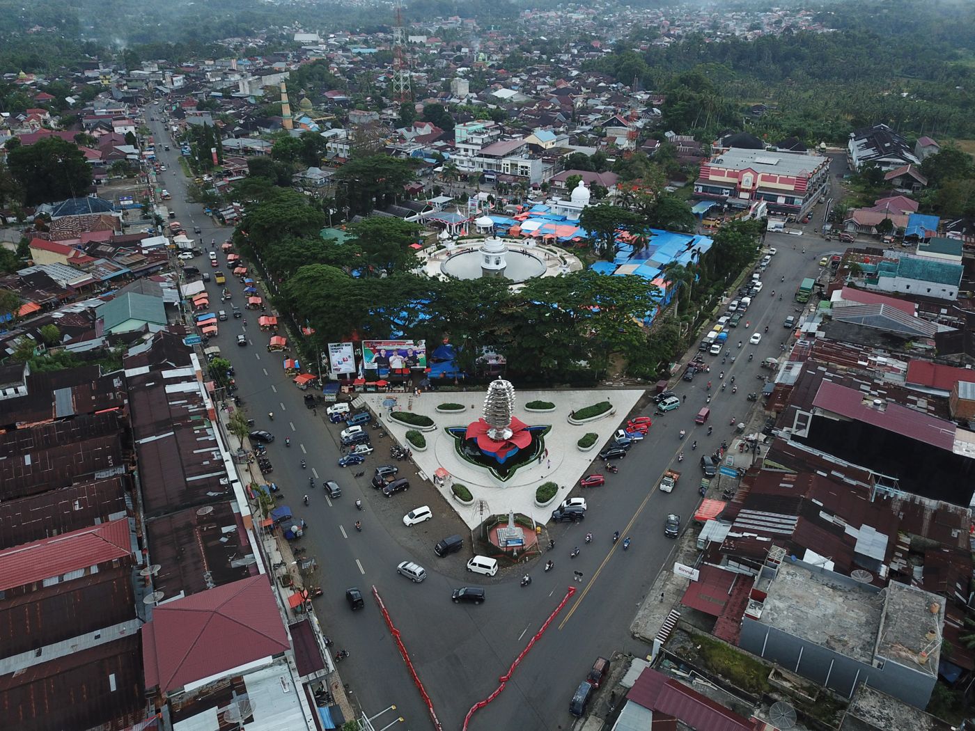 Pemandangan udara pusat Kota Kepahiang